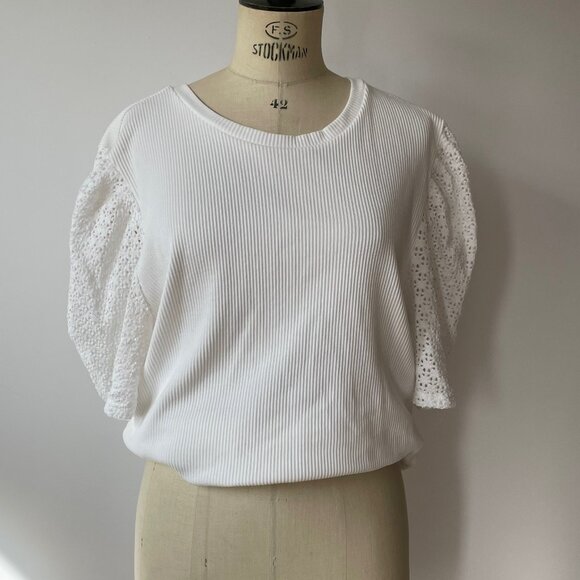 GAP Puff Sleeves Rib T-Shirt - EUC - Picture 2 of 8